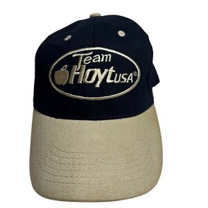 Vintage Hoyt Archery Hat Strapback USA Apple Cap Blue Tan Strapback Bow Hunting